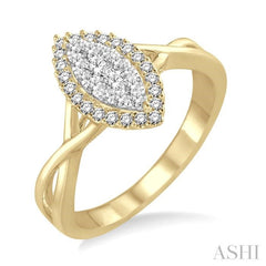 1/3 Ctw Marquise Shape Round Cut Diamond Lovebright Ring in 14K Yellow and White Gold 1/3 Ctw Marquise Shape Round Cut Diamond Lovebright Ring in 14K Yellow and White Gold
