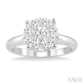 1 Ctw Lovebright Round Cut Diamond Bridal Ring in 14K White Gold