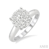 1/2 Ctw Lovebright Round Cut Diamond Bridal Ring in 14K White Gold