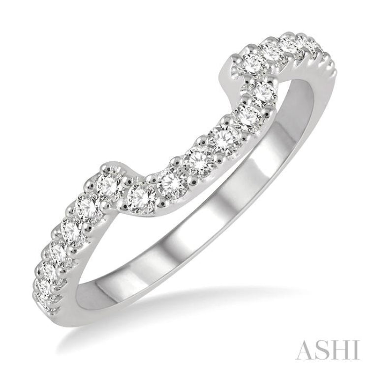 1/3 Ctw U-Shape Center Round Cut Diamond Wedding Band in 14K White Gold 1/3 Ctw U-Shape Center Round Cut Diamond Wedding Band in 14K White Gold