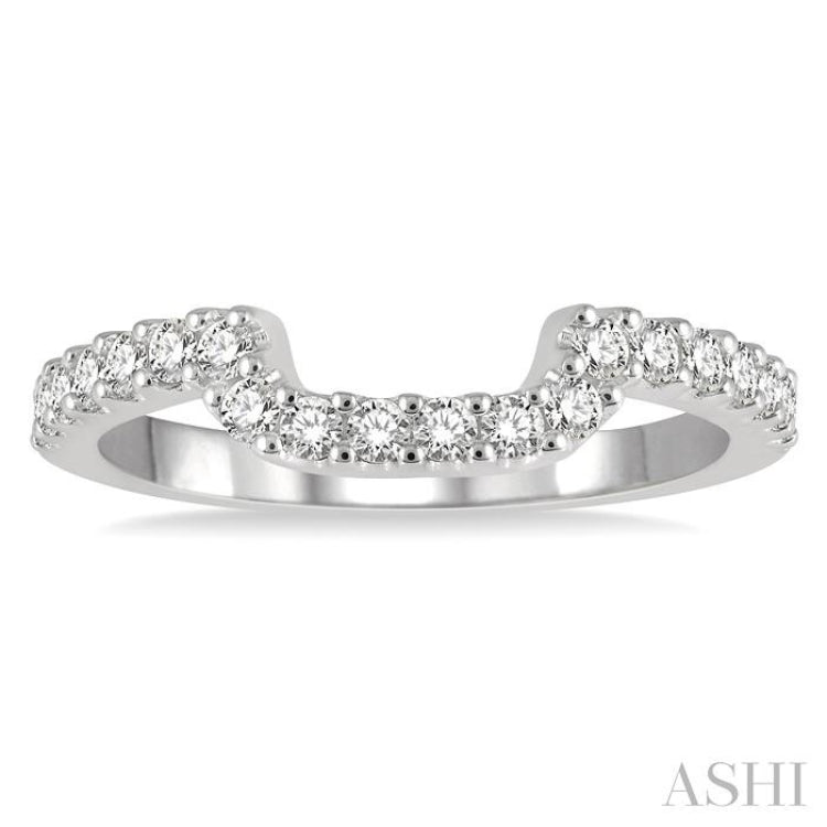 1/3 Ctw U-Shape Center Round Cut Diamond Wedding Band in 14K White Gold 1/3 Ctw U-Shape Center Round Cut Diamond Wedding Band in 14K White Gold
