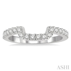 1/3 Ctw U-Shape Center Round Cut Diamond Wedding Band in 14K White Gold 1/3 Ctw U-Shape Center Round Cut Diamond Wedding Band in 14K White Gold