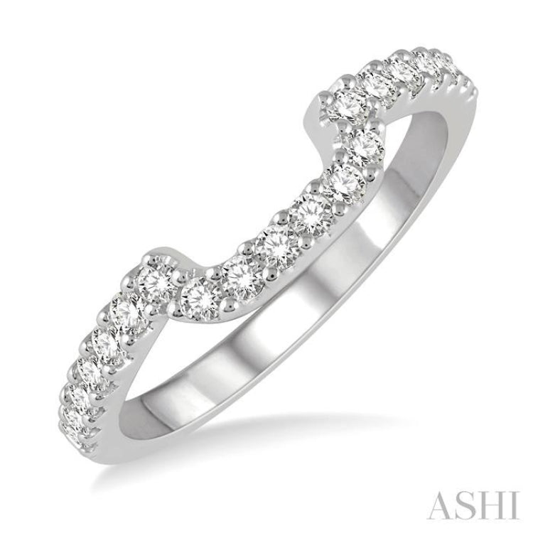1/3 Ctw U-Shape Center Round Cut Diamond Wedding Band in 14K White Gold 1/3 Ctw U-Shape Center Round Cut Diamond Wedding Band in 14K White Gold