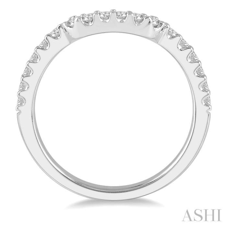 1/3 Ctw U-Shape Center Round Cut Diamond Wedding Band in 14K White Gold 1/3 Ctw U-Shape Center Round Cut Diamond Wedding Band in 14K White Gold