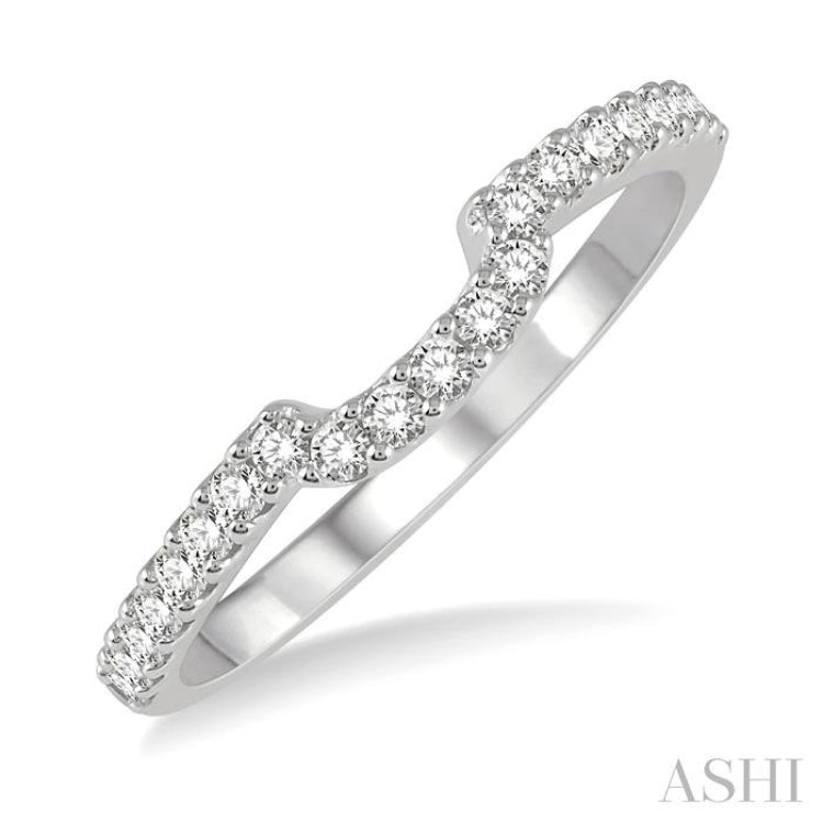 1/4 Ctw U-Shape Center Round Cut Diamond Wedding Band in 14K White Gold 1/4 Ctw U-Shape Center Round Cut Diamond Wedding Band in 14K White Gold