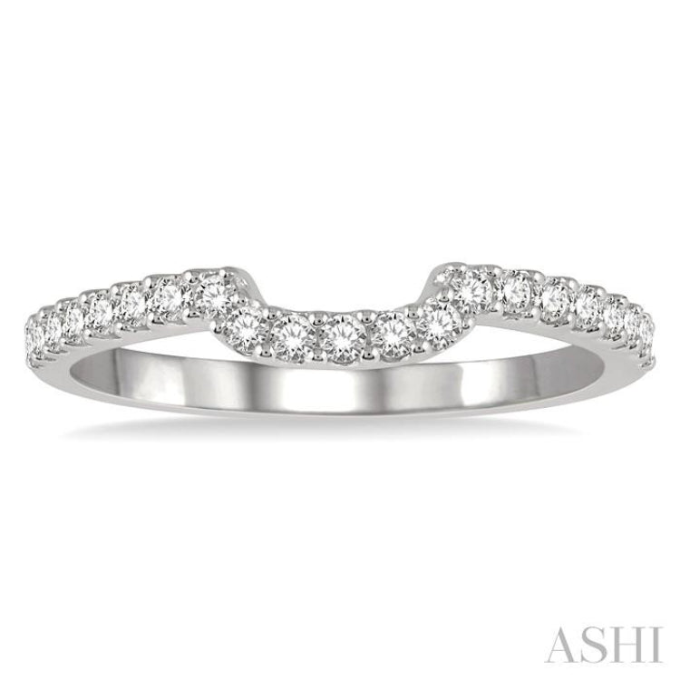 1/4 Ctw U-Shape Center Round Cut Diamond Wedding Band in 14K White Gold 1/4 Ctw U-Shape Center Round Cut Diamond Wedding Band in 14K White Gold