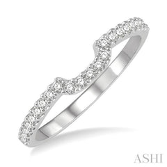 1/5 Ctw U-Shape Center Round Cut Diamond Wedding Band in 14K White Gold 1/5 Ctw U-Shape Center Round Cut Diamond Wedding Band in 14K White Gold