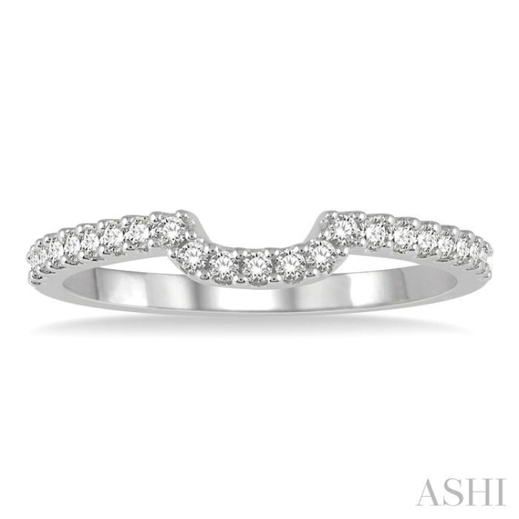 1/5 Ctw U-Shape Center Round Cut Diamond Wedding Band in 14K White Gold 1/5 Ctw U-Shape Center Round Cut Diamond Wedding Band in 14K White Gold