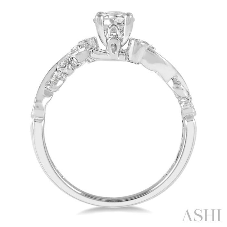 1/2 Ctw Diamond Engagement Ring with 1/3 Ct Round Cut Center Stone in 14K White Gold 1/2 Ctw Diamond Engagement Ring with 1/3 Ct Round Cut Center Stone in 14K White Gold