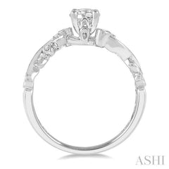 1/2 Ctw Diamond Engagement Ring with 1/3 Ct Round Cut Center Stone in 14K White Gold 1/2 Ctw Diamond Engagement Ring with 1/3 Ct Round Cut Center Stone in 14K White Gold