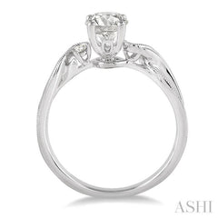 3/8 Ctw Diamond Engagement Ring with 1/3 Ct Round Cut Center Stone in 14K White Gold 3/8 Ctw Diamond Engagement Ring with 1/3 Ct Round Cut Center Stone in 14K White Gold