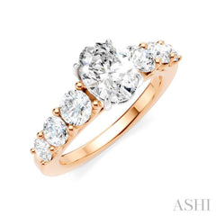 1 1/10 Ctw Oval Shape Round Cut Diamond Semi-Mount Engagement Ring in 14K Rose and White Gold 1 1/10 Ctw Oval Shape Round Cut Diamond Semi-Mount Engagement Ring in 14K Rose and White Gold