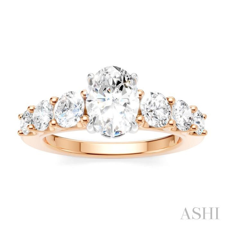 1 1/10 Ctw Oval Shape Round Cut Diamond Semi-Mount Engagement Ring in 14K Rose and White Gold 1 1/10 Ctw Oval Shape Round Cut Diamond Semi-Mount Engagement Ring in 14K Rose and White Gold