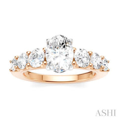 1 1/10 Ctw Oval Shape Round Cut Diamond Semi-Mount Engagement Ring in 14K Rose and White Gold 1 1/10 Ctw Oval Shape Round Cut Diamond Semi-Mount Engagement Ring in 14K Rose and White Gold