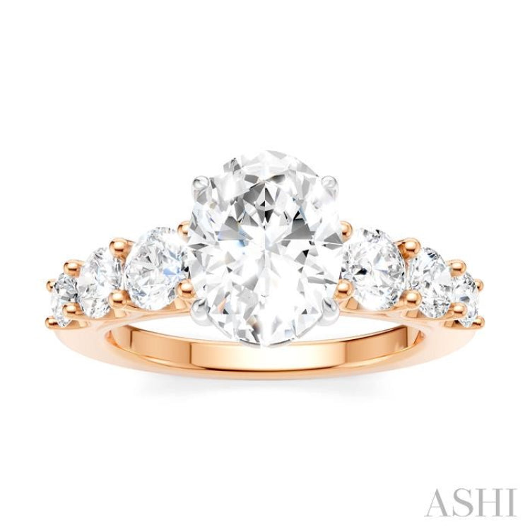 1 1/10 Ctw Oval Shape Round Cut Diamond Semi-Mount Engagement Ring in 14K Rose and White Gold 1 1/10 Ctw Oval Shape Round Cut Diamond Semi-Mount Engagement Ring in 14K Rose and White Gold