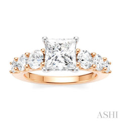 1 1/10 Ctw Princess Shape Round Cut Diamond Semi-Mount Engagement Ring in 14K Rose and White Gold 1 1/10 Ctw Princess Shape Round Cut Diamond Semi-Mount Engagement Ring in 14K Rose and White Gold