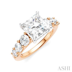 1 1/10 Ctw Princess Shape Round Cut Diamond Semi-Mount Engagement Ring in 14K Rose and White Gold 1 1/10 Ctw Princess Shape Round Cut Diamond Semi-Mount Engagement Ring in 14K Rose and White Gold