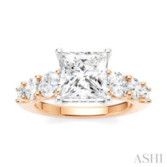 1 1/10 Ctw Princess Shape Round Cut Diamond Semi-Mount Engagement Ring in 14K Rose and White Gold 1 1/10 Ctw Princess Shape Round Cut Diamond Semi-Mount Engagement Ring in 14K Rose and White Gold