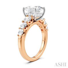 1 1/10 Ctw Princess Shape Round Cut Diamond Semi-Mount Engagement Ring in 14K Rose and White Gold 1 1/10 Ctw Princess Shape Round Cut Diamond Semi-Mount Engagement Ring in 14K Rose and White Gold