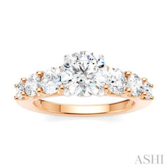 1 1/10 Ctw Round Shape Round Cut Diamond Semi-Mount Engagement Ring in 14K Rose and White Gold 1 1/10 Ctw Round Shape Round Cut Diamond Semi-Mount Engagement Ring in 14K Rose and White Gold