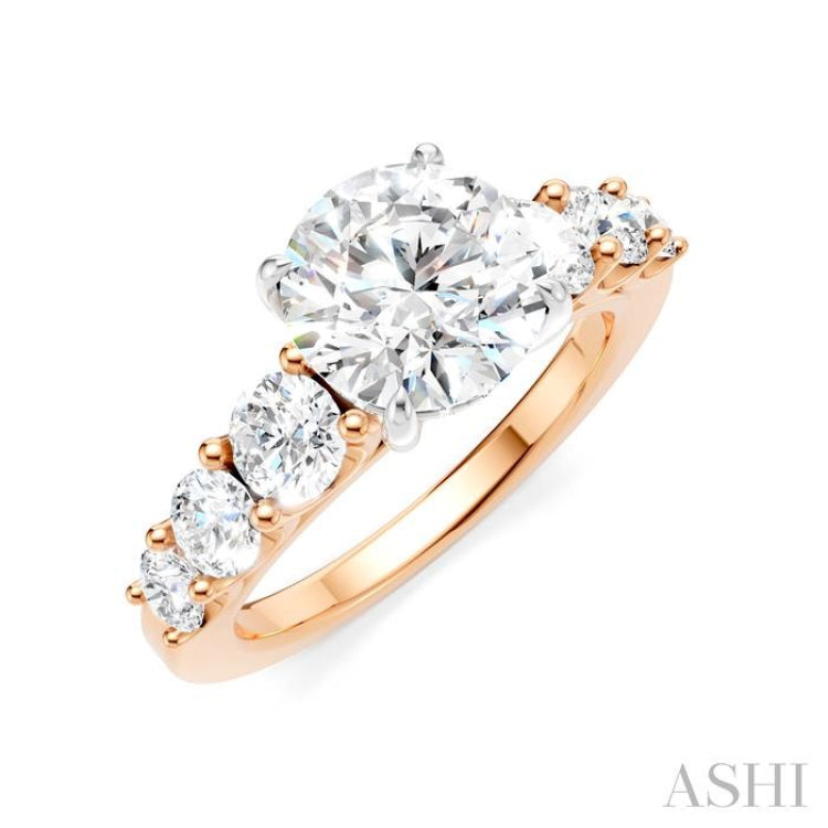 1 1/10 Ctw Round Shape Round Cut Diamond Semi-Mount Engagement Ring in 14K Rose and White Gold 1 1/10 Ctw Round Shape Round Cut Diamond Semi-Mount Engagement Ring in 14K Rose and White Gold