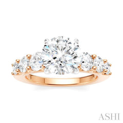 1 1/10 Ctw Round Shape Round Cut Diamond Semi-Mount Engagement Ring in 14K Rose and White Gold 1 1/10 Ctw Round Shape Round Cut Diamond Semi-Mount Engagement Ring in 14K Rose and White Gold