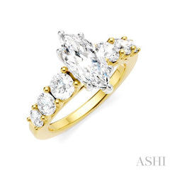 1 1/10 Ctw Marquise Shape Round Cut Diamond Semi-Mount Engagement Ring in 14K Yellow and White Gold 1 1/10 Ctw Marquise Shape Round Cut Diamond Semi-Mount Engagement Ring in 14K Yellow and White Gold