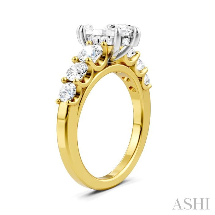 1 1/10 Ctw Marquise Shape Round Cut Diamond Semi-Mount Engagement Ring in 14K Yellow and White Gold 1 1/10 Ctw Marquise Shape Round Cut Diamond Semi-Mount Engagement Ring in 14K Yellow and White Gold
