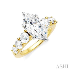 1 1/10 Ctw Marquise Shape Round Cut Diamond Semi-Mount Engagement Ring in 14K Yellow and White Gold 1 1/10 Ctw Marquise Shape Round Cut Diamond Semi-Mount Engagement Ring in 14K Yellow and White Gold