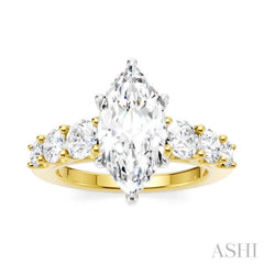 1 1/10 Ctw Marquise Shape Round Cut Diamond Semi-Mount Engagement Ring in 14K Yellow and White Gold 1 1/10 Ctw Marquise Shape Round Cut Diamond Semi-Mount Engagement Ring in 14K Yellow and White Gold
