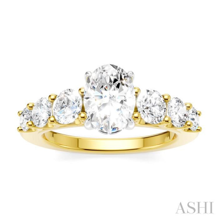 1 1/10 Ctw Oval Shape Round Cut Diamond Semi-Mount Engagement Ring in 14K Yellow and White Gold 1 1/10 Ctw Oval Shape Round Cut Diamond Semi-Mount Engagement Ring in 14K Yellow and White Gold