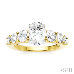 1 1/10 Ctw Oval Shape Round Cut Diamond Semi-Mount Engagement Ring in 14K Yellow and White Gold 1 1/10 Ctw Oval Shape Round Cut Diamond Semi-Mount Engagement Ring in 14K Yellow and White Gold