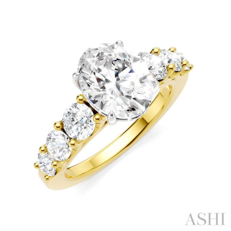 1 1/10 Ctw Oval Shape Round Cut Diamond Semi-Mount Engagement Ring in 14K Yellow and White Gold 1 1/10 Ctw Oval Shape Round Cut Diamond Semi-Mount Engagement Ring in 14K Yellow and White Gold