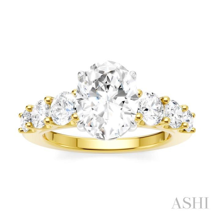 1 1/10 Ctw Oval Shape Round Cut Diamond Semi-Mount Engagement Ring in 14K Yellow and White Gold 1 1/10 Ctw Oval Shape Round Cut Diamond Semi-Mount Engagement Ring in 14K Yellow and White Gold