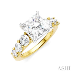 1 1/10 Ctw Princess Shape Round Cut Diamond Semi-Mount Engagement Ring in 14K Yellow and White Gold 1 1/10 Ctw Princess Shape Round Cut Diamond Semi-Mount Engagement Ring in 14K Yellow and White Gold