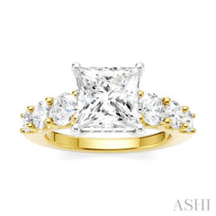 1 1/10 Ctw Princess Shape Round Cut Diamond Semi-Mount Engagement Ring in 14K Yellow and White Gold 1 1/10 Ctw Princess Shape Round Cut Diamond Semi-Mount Engagement Ring in 14K Yellow and White Gold