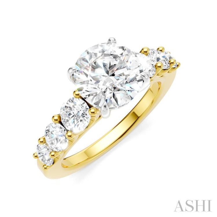 1 1/10 Ctw Round Shape Round Cut Diamond Semi-Mount Engagement Ring in 14K Yellow and White Gold 1 1/10 Ctw Round Shape Round Cut Diamond Semi-Mount Engagement Ring in 14K Yellow and White Gold