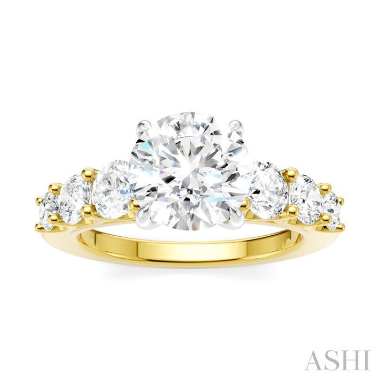 1 1/10 Ctw Round Shape Round Cut Diamond Semi-Mount Engagement Ring in 14K Yellow and White Gold 1 1/10 Ctw Round Shape Round Cut Diamond Semi-Mount Engagement Ring in 14K Yellow and White Gold