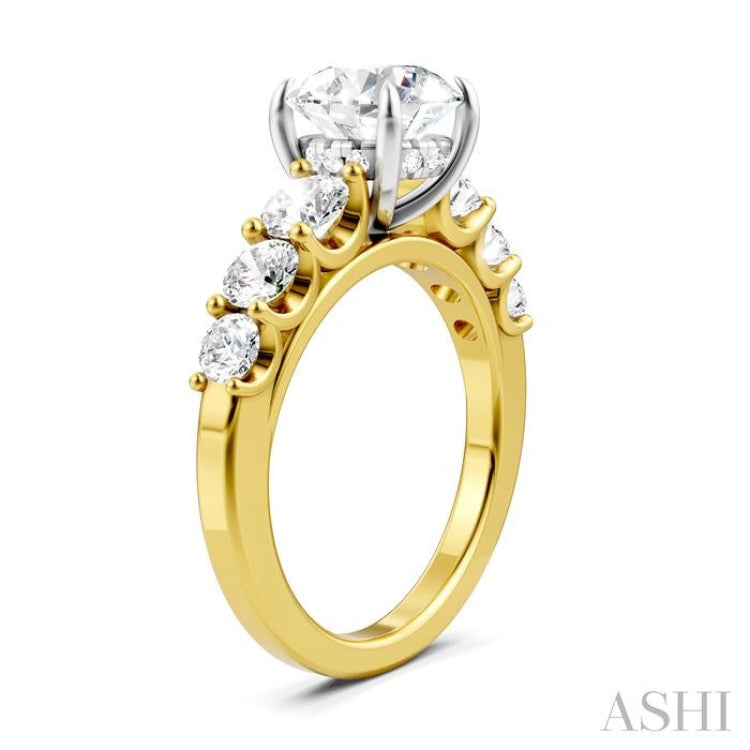 1 1/10 Ctw Round Shape Round Cut Diamond Semi-Mount Engagement Ring in 14K Yellow and White Gold 1 1/10 Ctw Round Shape Round Cut Diamond Semi-Mount Engagement Ring in 14K Yellow and White Gold
