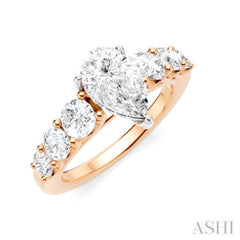 1 1/10 Ctw Pear Shape Round Cut Diamond Semi-Mount Engagement Ring in 14K Rose and White Gold 1 1/10 Ctw Pear Shape Round Cut Diamond Semi-Mount Engagement Ring in 14K Rose and White Gold