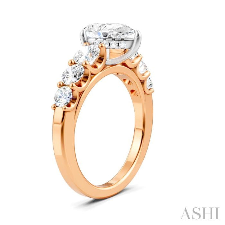 1 1/10 Ctw Pear Shape Round Cut Diamond Semi-Mount Engagement Ring in 14K Rose and White Gold 1 1/10 Ctw Pear Shape Round Cut Diamond Semi-Mount Engagement Ring in 14K Rose and White Gold