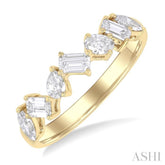3/4 Ctw Mixed Shape Diamond Cut Fashion Band in 14K Yellow Gold