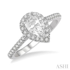 3/8 Ctw Diamond Ladies Engagement Ring with 1/4 Ct Pear Cut Center Stone in 14K White Gold 3/8 Ctw Diamond Ladies Engagement Ring with 1/4 Ct Pear Cut Center Stone in 14K White Gold