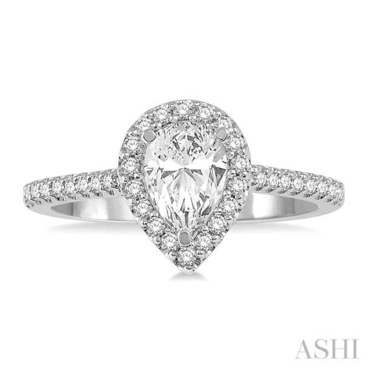 3/8 Ctw Diamond Ladies Engagement Ring with 1/4 Ct Pear Cut Center Stone in 14K White Gold 3/8 Ctw Diamond Ladies Engagement Ring with 1/4 Ct Pear Cut Center Stone in 14K White Gold