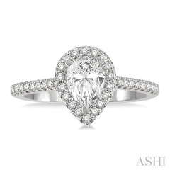 3/8 Ctw Diamond Ladies Engagement Ring with 1/4 Ct Pear Cut Center Stone in 14K White Gold 3/8 Ctw Diamond Ladies Engagement Ring with 1/4 Ct Pear Cut Center Stone in 14K White Gold