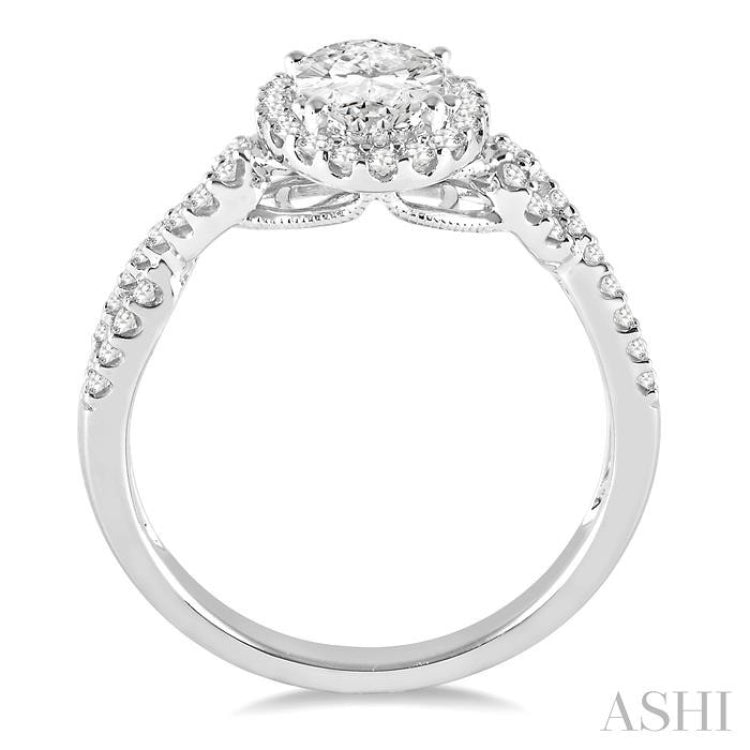 1/2 Ctw Oval Cut Diamond Ladies Engagement Ring with 1/3 Ct Oval Cut Center Stone in 14K White Gold 1/2 Ctw Oval Cut Diamond Ladies Engagement Ring with 1/3 Ct Oval Cut Center Stone in 14K White Gold