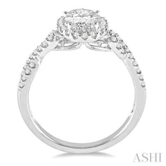 1/2 Ctw Oval Cut Diamond Ladies Engagement Ring with 1/3 Ct Oval Cut Center Stone in 14K White Gold 1/2 Ctw Oval Cut Diamond Ladies Engagement Ring with 1/3 Ct Oval Cut Center Stone in 14K White Gold