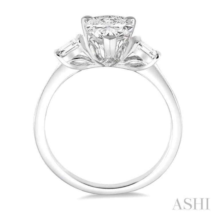 1/2 Ctw Baguette and Pear Cut Diamond Ladies Engagement Ring with 1/3 Ct Pear Cut Center Stone in 14K White Gold 1/2 Ctw Baguette and Pear Cut Diamond Ladies Engagement Ring with 1/3 Ct Pear Cut Center Stone in 14K White Gold