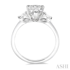 1/2 Ctw Baguette and Pear Cut Diamond Ladies Engagement Ring with 1/3 Ct Pear Cut Center Stone in 14K White Gold 1/2 Ctw Baguette and Pear Cut Diamond Ladies Engagement Ring with 1/3 Ct Pear Cut Center Stone in 14K White Gold