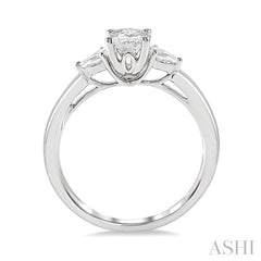 1/2 Ctw Oval and Pear Cut Diamond Ladies Engagement Ring with 1/3 Ct Oval Cut Center Stone in 14K White Gold 1/2 Ctw Oval and Pear Cut Diamond Ladies Engagement Ring with 1/3 Ct Oval Cut Center Stone in 14K White Gold